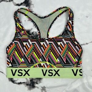 Victoria's Secret "The Player" Sports Bra Multi-Colored Patterned Racerback VSX